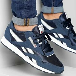 Meilleur prix 🥰 Baskets Classic Leather Nylon FV1595 Navy Platinum de Reebok 🛒