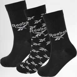 Bon marché 👍 Lot De 3 Paires De Chaussettes GC6683 Noir de Reebok 🎉
