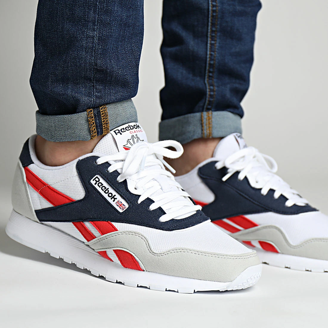 Offres 🔥 Baskets Classic Nylon GW8357 White Vector Navy Prince Red de Reebok 💯 – Image 5