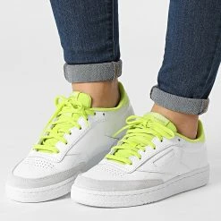 Top 10 😀 Baskets Femme Club C 85 GW5439 Cloud White Acid Yellow de Reebok 💯