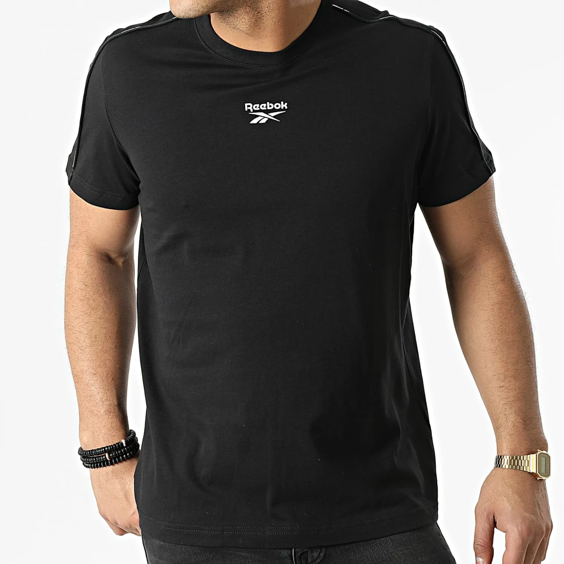 Grosses soldes 👏 Tee 👕 Shirt Workout Ready Piping HA1060 Noir de Reebok ✨ – Image 3