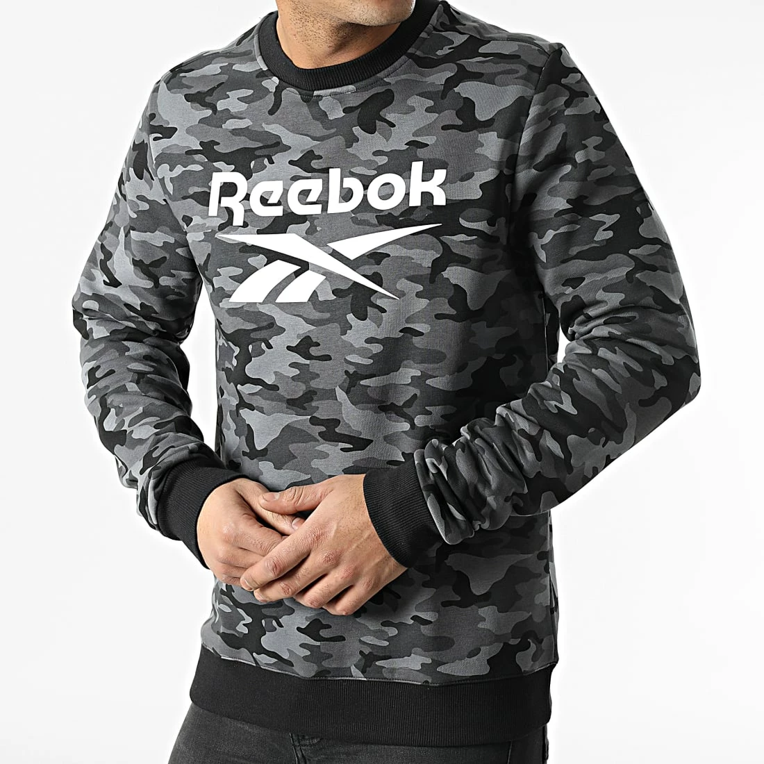 Meilleure vente 😀 Sweat Crewneck Reebok Identity Camo HE8172 Gris Anthracite Camouflage ✔️ – Image 3