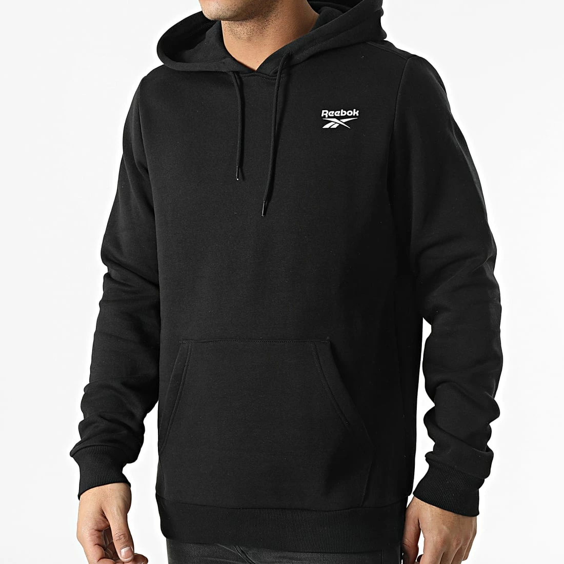 Promo 🎁 Sweat Capuche Reebok Identity Left Chest Logo HG4448 Noir 🔥