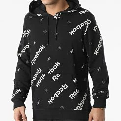 Remise 👍 Sweat Capuche Reebok Identity AOP HB5976 Noir 👍