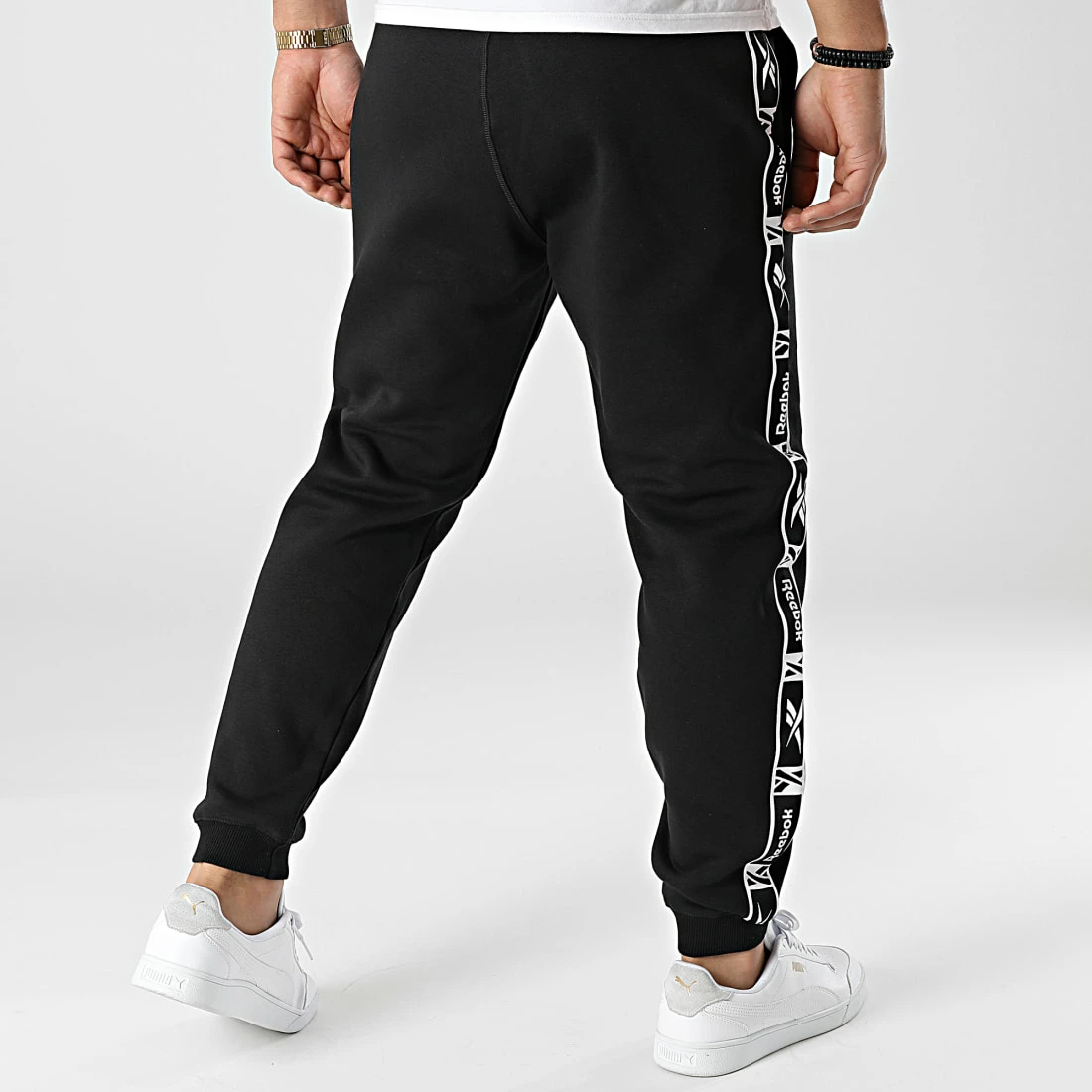 Promo 🌟 Pantalon Jogging A Bandes Reebok Identity Tape HB5978 Noir 🌟 – Image 4