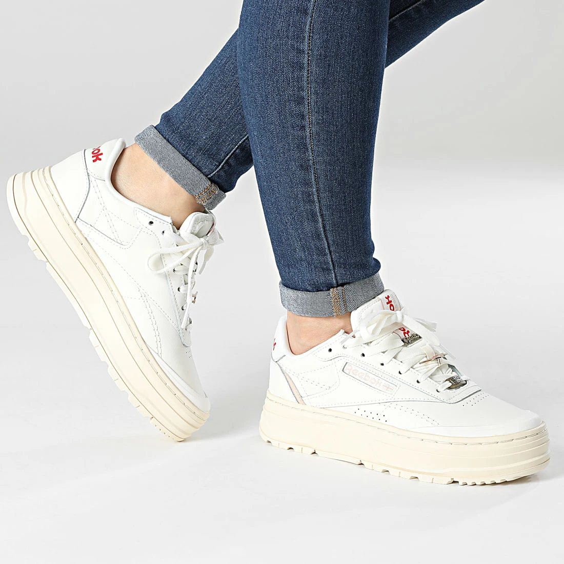 De gros 😀 Baskets Femme Club C Double Geo GX8765 Chalk Kalabas Soft Ecru de Reebok 🥰 – Image 3