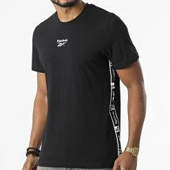 Bon marché 🛒 Tee 👕 Shirt A Bandes Reebok Identity Tape HB5975 Noir 💯