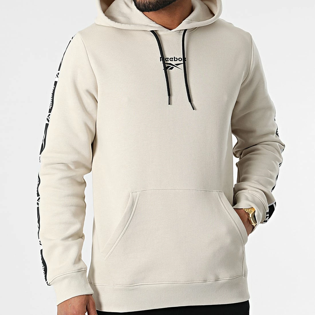 Tout neuf 😉 Sweat Capuche A Bandes Reebok Identity Tape HB5973 Beige 😍 – Image 3