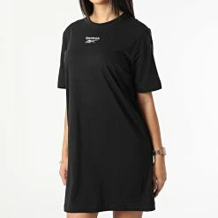 Le moins cher ✨ Robe Tee 👚 Shirt Oversize Femme HA4326 Noir de Reebok 🎁