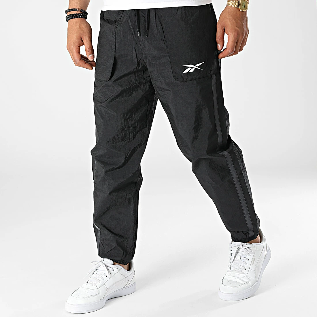 Bon marché 👍 Pantalon Jogging A Bandes MYT H54328 Noir de Reebok 💯