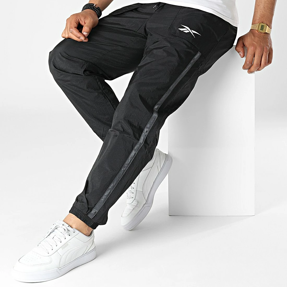 Bon marché 👍 Pantalon Jogging A Bandes MYT H54328 Noir de Reebok 💯 – Image 3