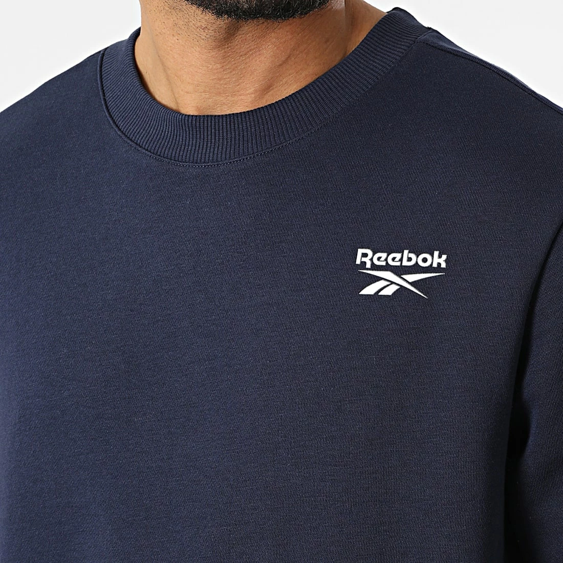 Meilleure vente 😍 Sweat Crewneck Reebok Identity Left Chest Logo HJ9931 Bleu Marine 😀 – Image 2