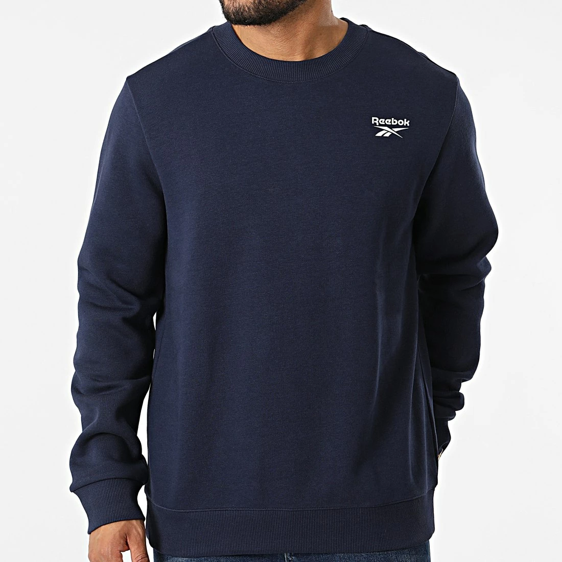 Meilleure vente 😍 Sweat Crewneck Reebok Identity Left Chest Logo HJ9931 Bleu Marine 😀 – Image 3