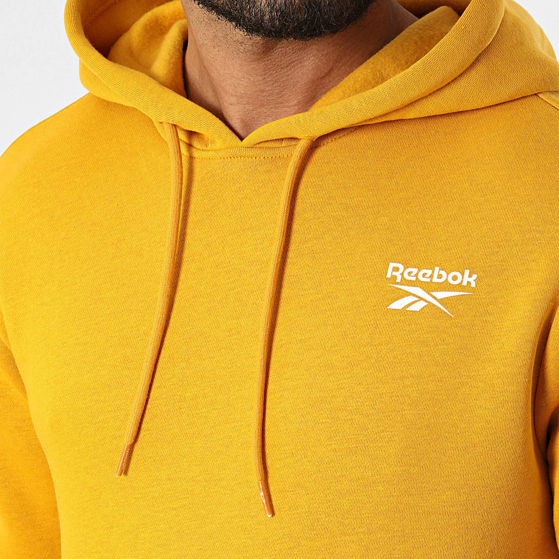 Promo 🧨 Sweat Capuche Reebok Identity Left Chest Logo HJ9940 Jaune Moutarde 🔥 – Image 2