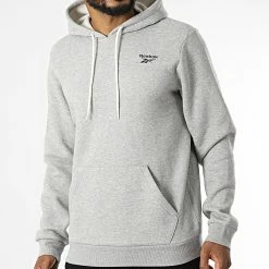 Coupon ✔️ Sweat Capuche HS7115 Gris Chiné de Reebok ⌛