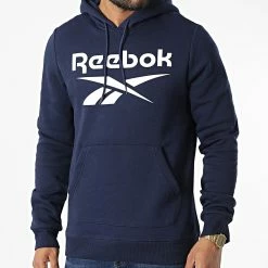 Bon marché 😉 Sweat Capuche Reebok Indetity GR1660 Bleu Marine ✔️