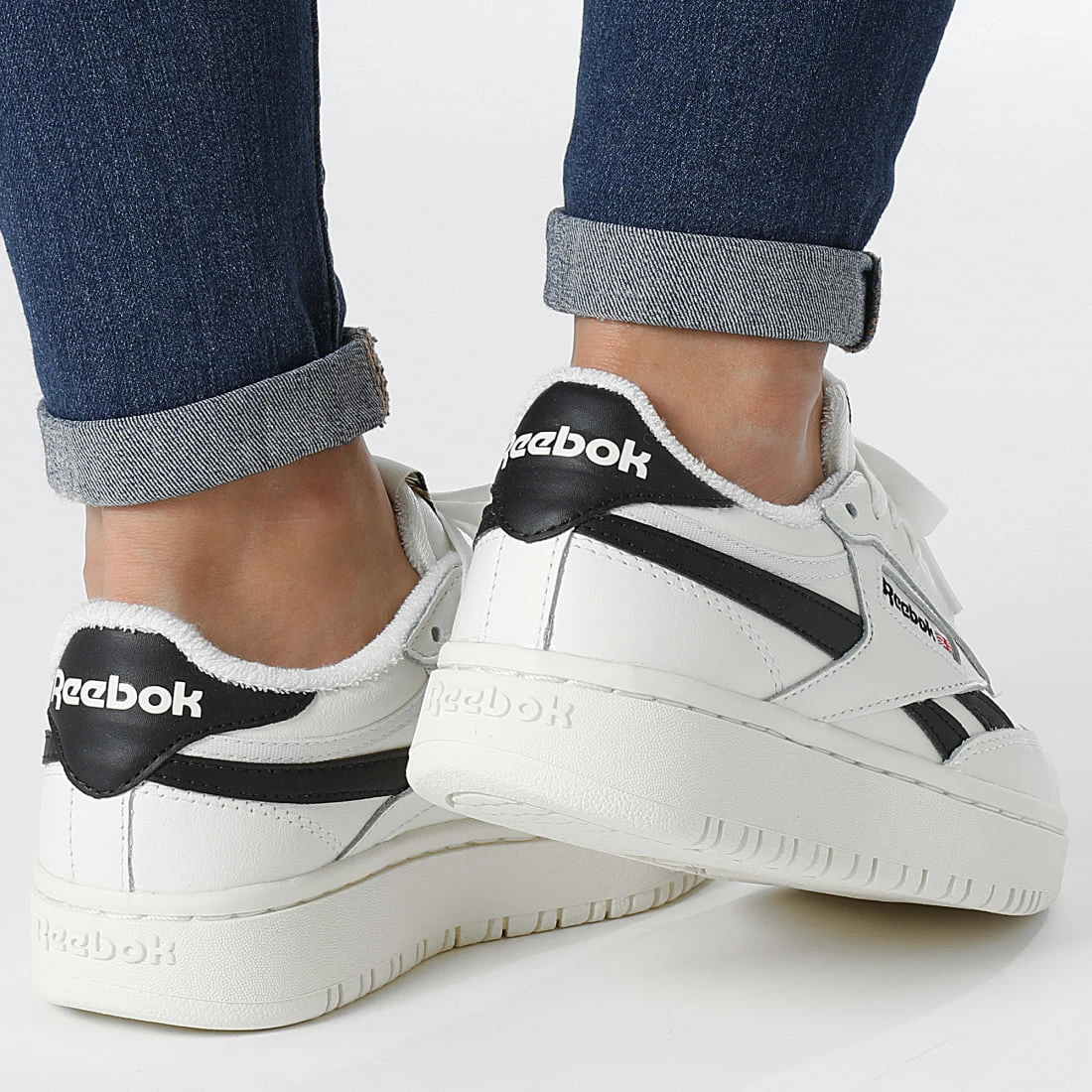 Meilleure affaire 👏 Baskets Femme Club C Double H04190 Chalk Core Black de Reebok ❤️ – Image 4