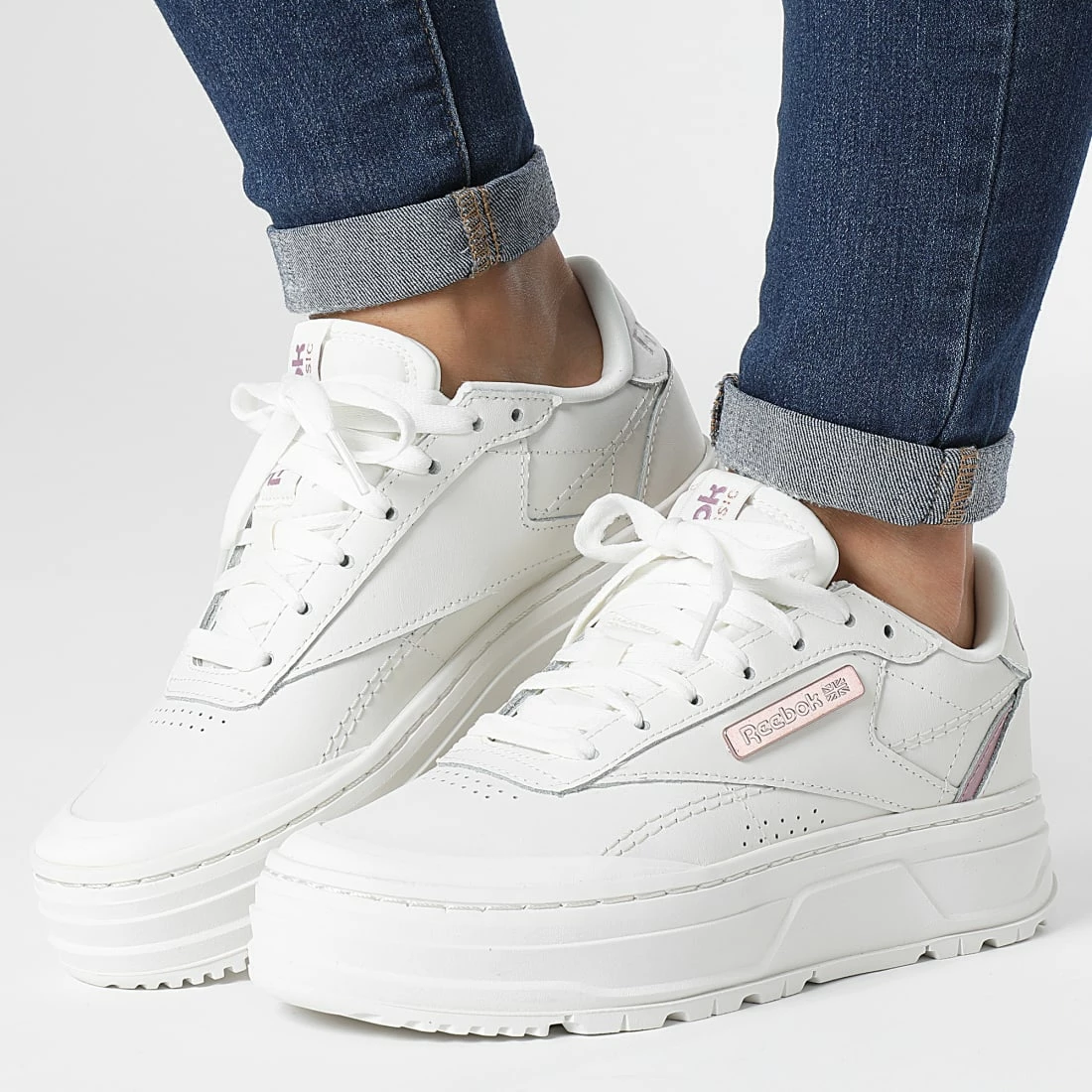 Bon marché 😀 Baskets Femme Club C Double GEO GZ2157 Chalk Infused Lilac Rose Gold de Reebok 🎉