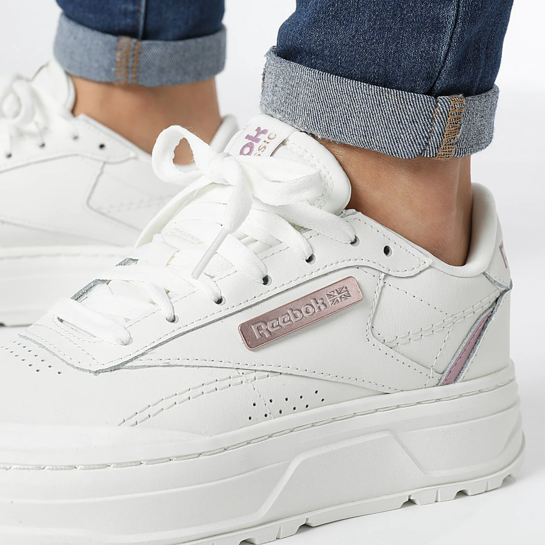 Bon marché 😀 Baskets Femme Club C Double GEO GZ2157 Chalk Infused Lilac Rose Gold de Reebok 🎉 – Image 2
