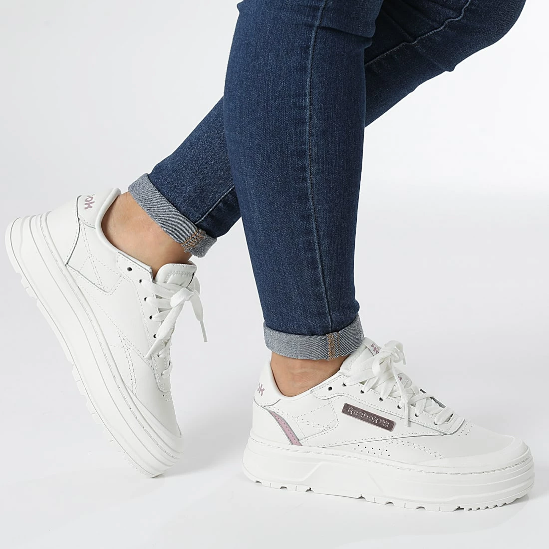 Bon marché 😀 Baskets Femme Club C Double GEO GZ2157 Chalk Infused Lilac Rose Gold de Reebok 🎉 – Image 3