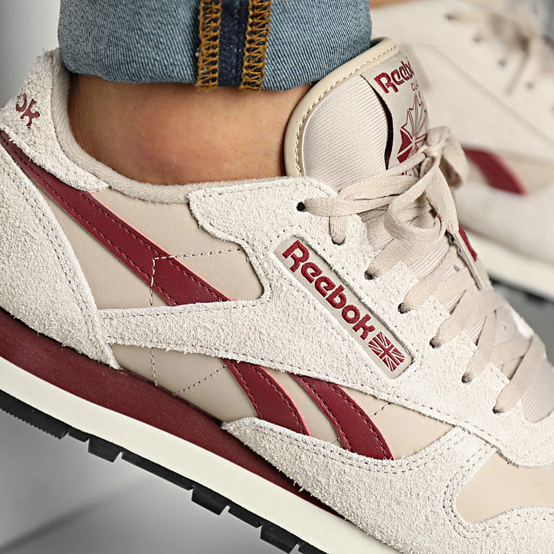Meilleure vente ✔️ Baskets Classic Leather GY1525 Beige Alabaster Classic Burgundy de Reebok ✔️ – Image 2