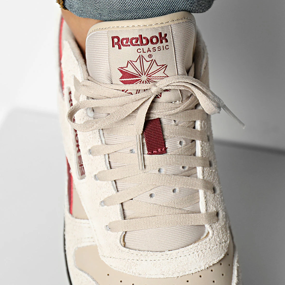 Meilleure vente ✔️ Baskets Classic Leather GY1525 Beige Alabaster Classic Burgundy de Reebok ✔️ – Image 3