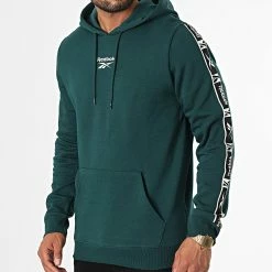 Budget ✨ Sweat Capuche A Bandes Reebok Identity Tape HJ7840 Vert 👍