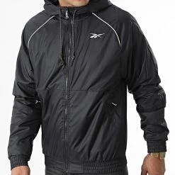 Top 10 🎁 Veste Zippée Capuche A Bandes HI448 Noir de Reebok 🔥