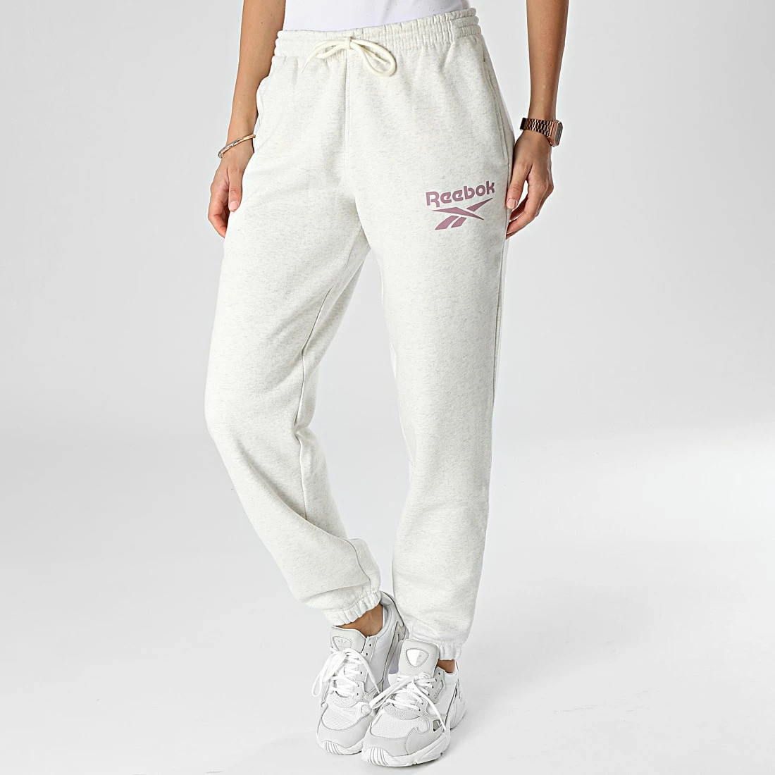 Remise 🔥 Pantalon Jogging Femme HK6811 Beige Chiné de Reebok 💯