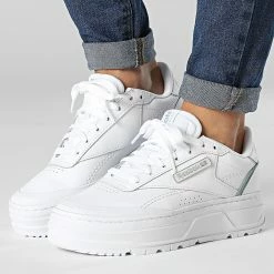 Grosses soldes ⭐ Baskets Femme Club C Double GEO GZ2158 Footwear White Sea Grey Silver Metallic de Reebok ✨